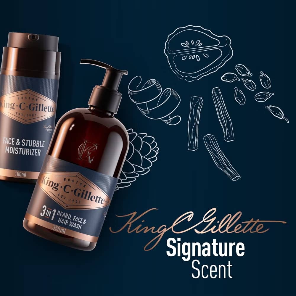 پک ژل شستشو و مرطوب‌کننده ریش و صورت مردانه ژیلت King C Gillette