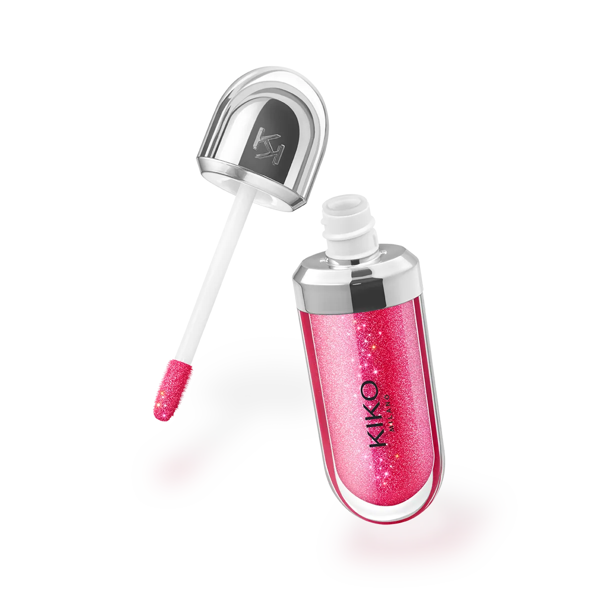 اپلیکاتور نرم و بافت غیرچسبناک لیپ گلاس براق اسپارکلینگ KIKO 3D Hydra رنگ 10 Sparkling Strawberry
