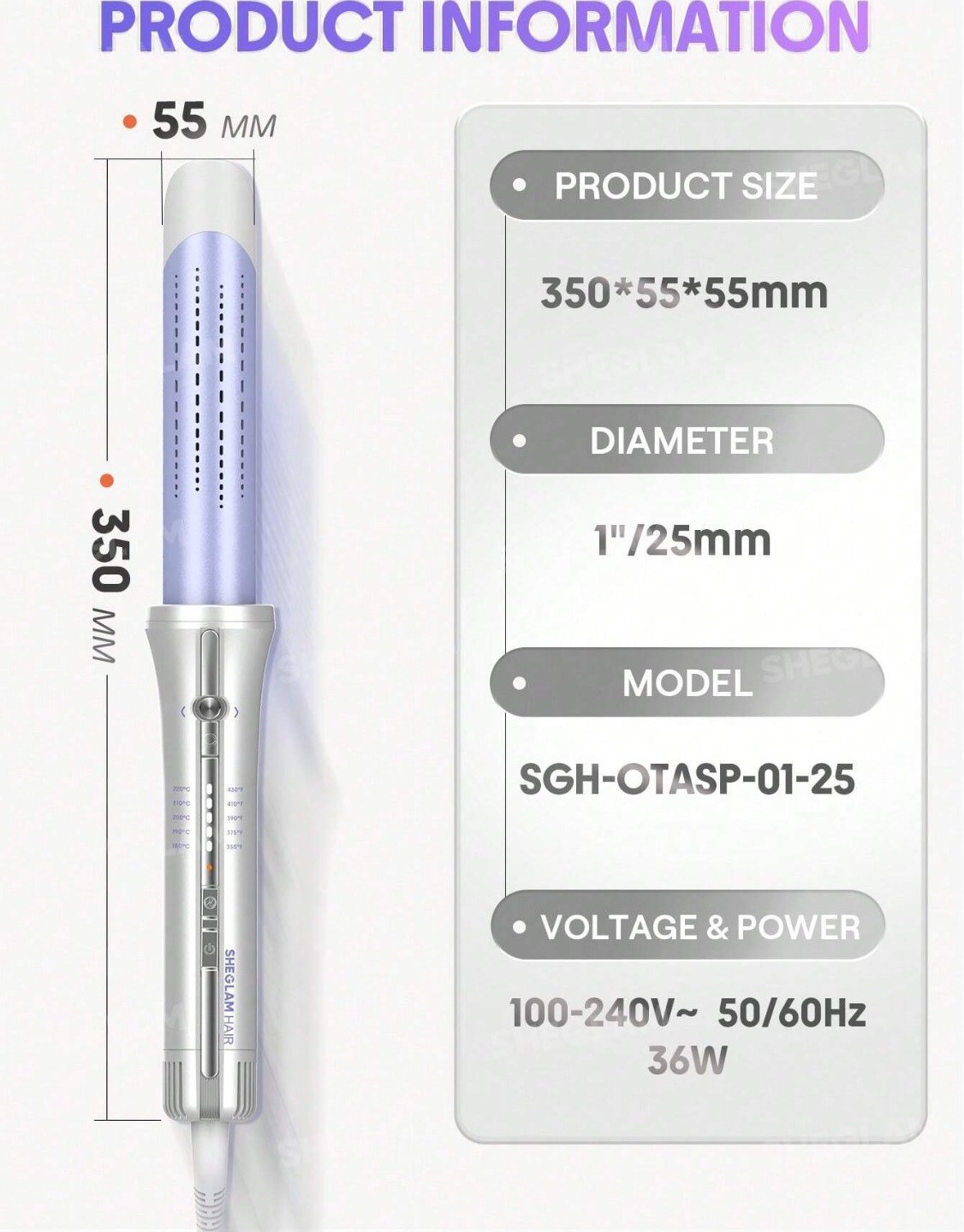 ۵ درجه حرارت قابل تنظیم ۱۶۰ تا ۲۲۰ درجه فرکننده اتوماتیک شیگلم Airflow Styler Pro
