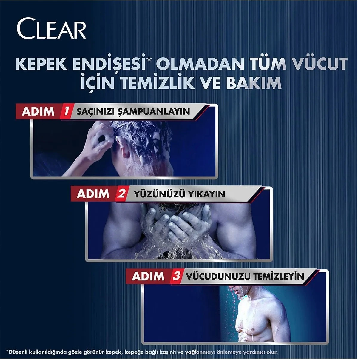 شامپو سر و صورت و بدن کلیر Clear مردانه 3 در 1 حجم 350 میل