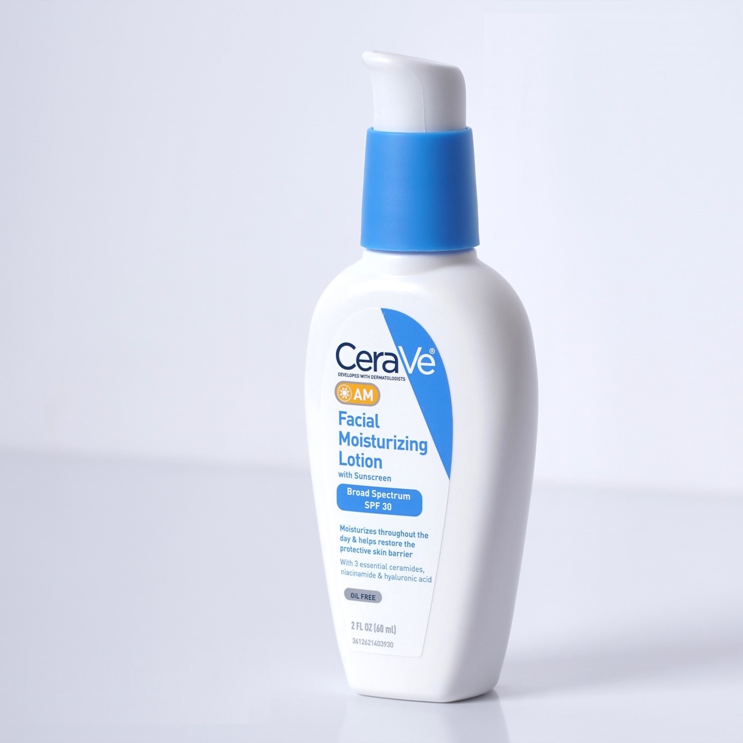 مرطوبکننده روزانه سراوی CeraVe AM SPF 30 – بطری سفید و سبز ۸۹ میلیلیتری، اویل فری، مناسب پوست نرمال تا چرب