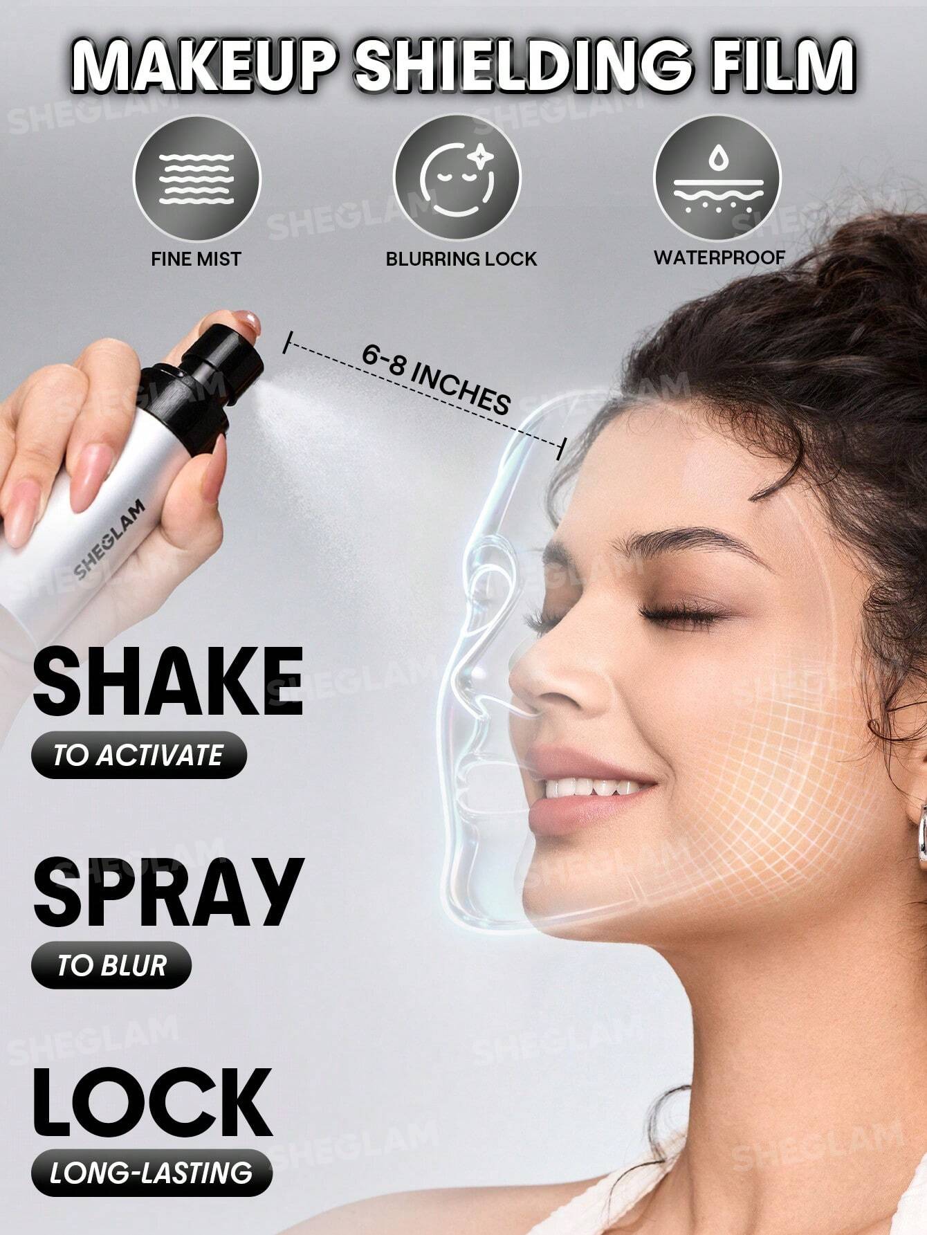 نحوه استفاده از اسپری فیکس شیگلم Lasting Blur Lock با حرکات X و T روی صورت
