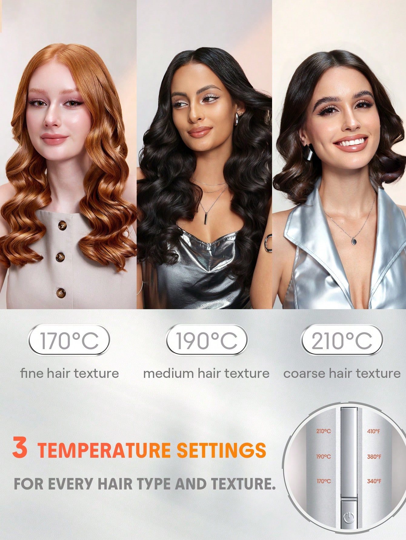 نمایشگر LED و دکمههای کنترل فرکننده اتوماتیک شیگلم مدل It-Curl سایز ۳۲ میلیمتری