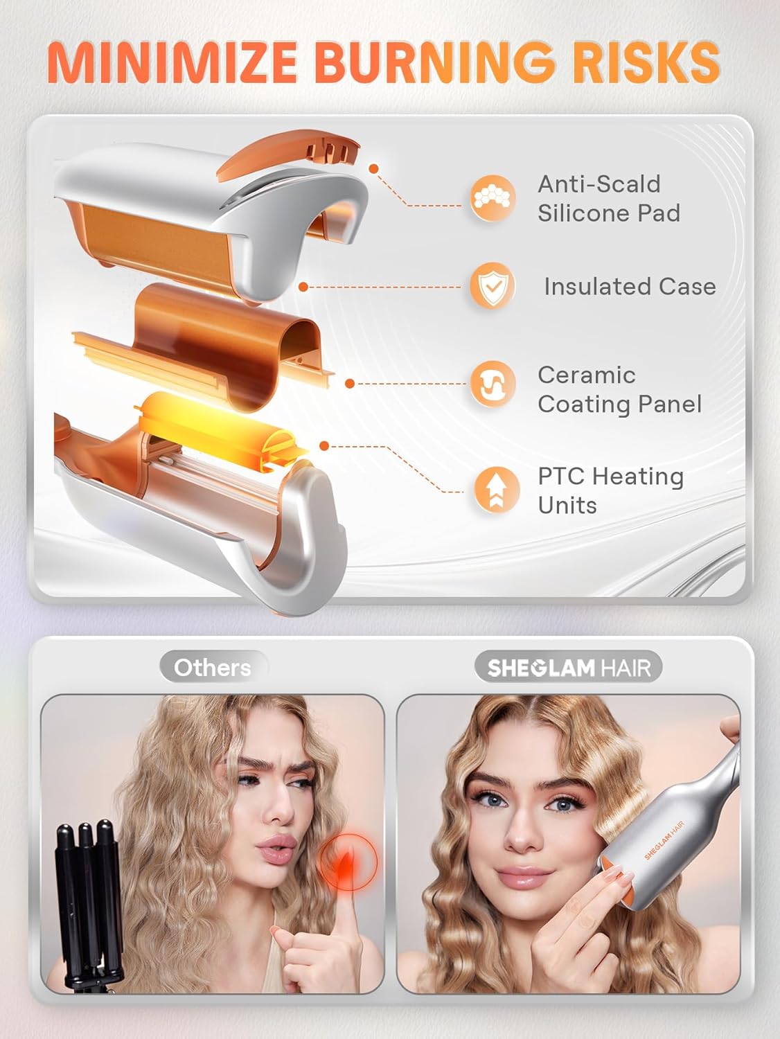 نمایش صفحات موجدار و دو لوله حرارتی فر ساحلی شیگلم Beach Babe برای ایجاد ویوهای S-shaped