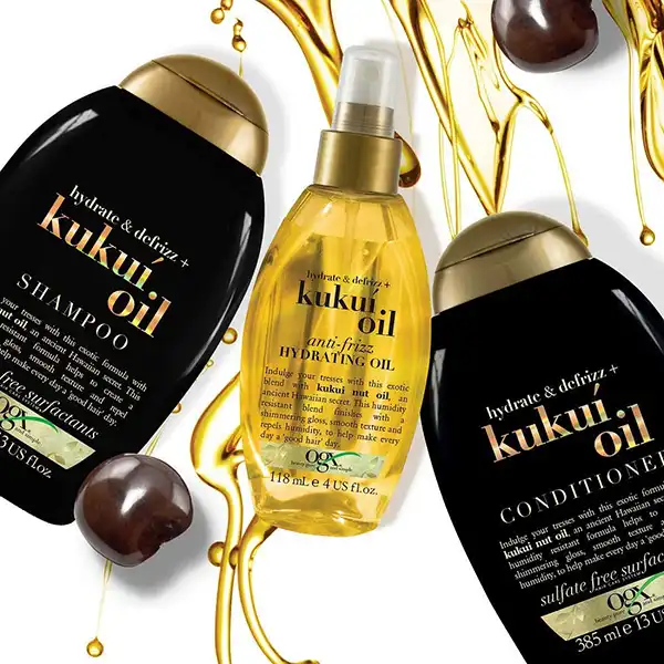 شامپو او جی ایکس OGX آبرسان و ضد وز مدل Hydrate and Defrizz + Kukui Oil حجم 385 میل
