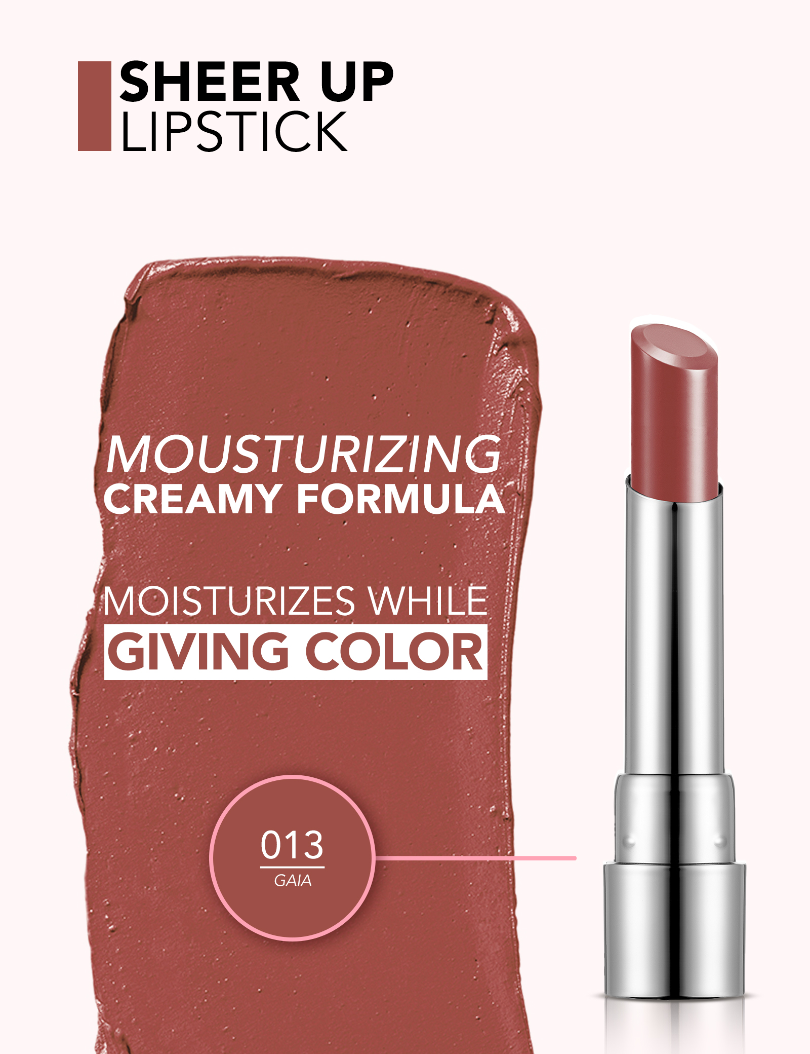  رژ لب جامد شیر آپ فلورمار Flormar Sheer Up شماره 013 رنگ Gaia