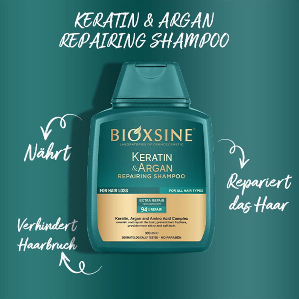 ویژگی های شامپو بیوکسین BIOXCIN حاوی روغن آرگان و کراتین حجم 300 میل 