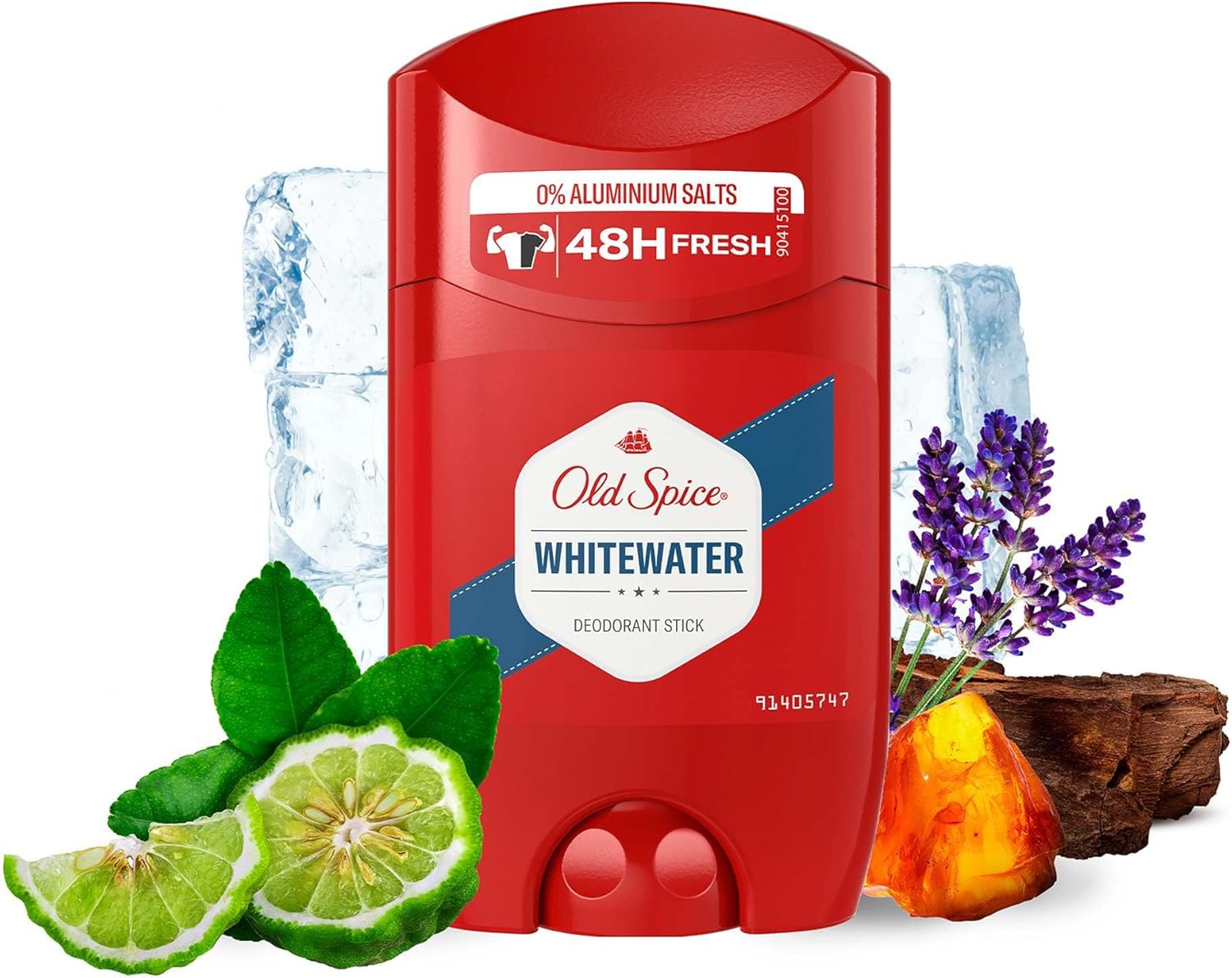 پشت بطری دئودورانت اولد اسپایس WHITEWATER ۵۰ میلی با ترکیبات و مشخصات محصول فاقد آلومینیوم