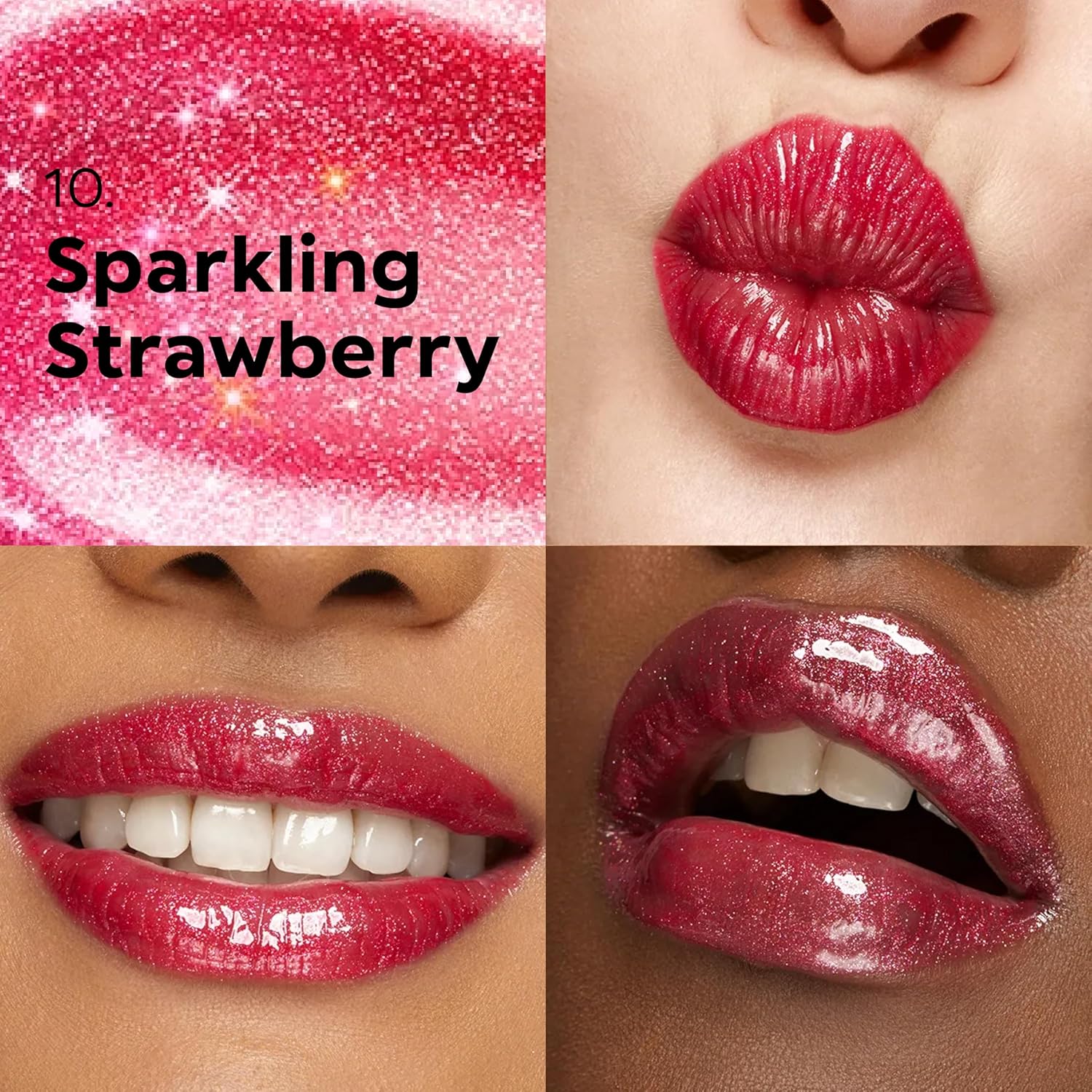 نحوه استفاده از اپلیکاتور لیپ گلاس شاین دار KIKO 3D Hydra رنگ Sparkling Strawberry روی لب پایین