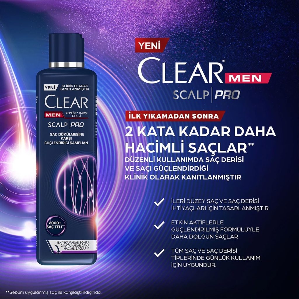 شامپو ضد ریزش و ضد شوره درمانی مردانه کلیر Clear مدل Scalp Pro حجم 300 میل