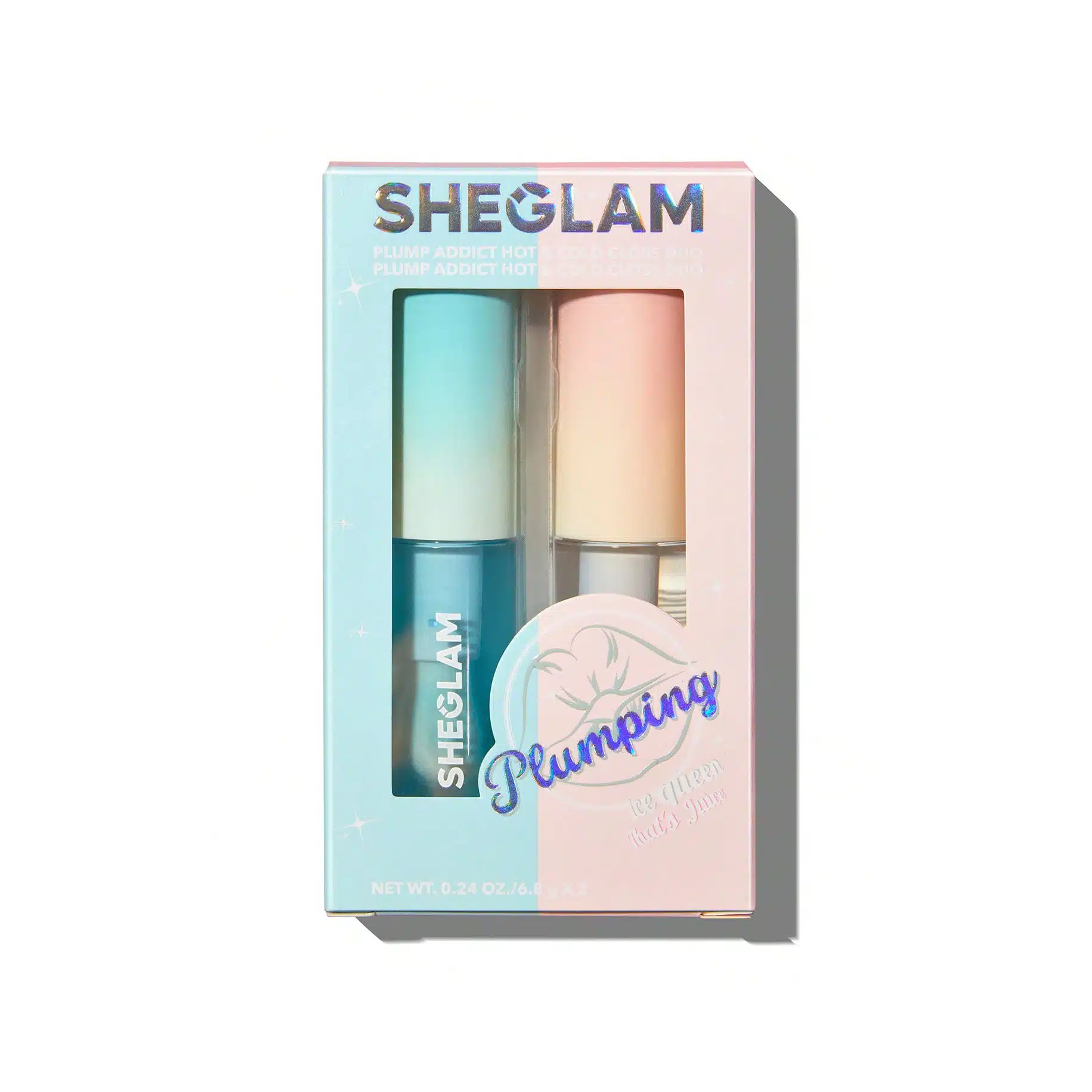 پک دو عددی لیپ گلس حجم دهنده شیگلم Sheglam مدل Plump Addict Hot and Cold lip Gloss Duo