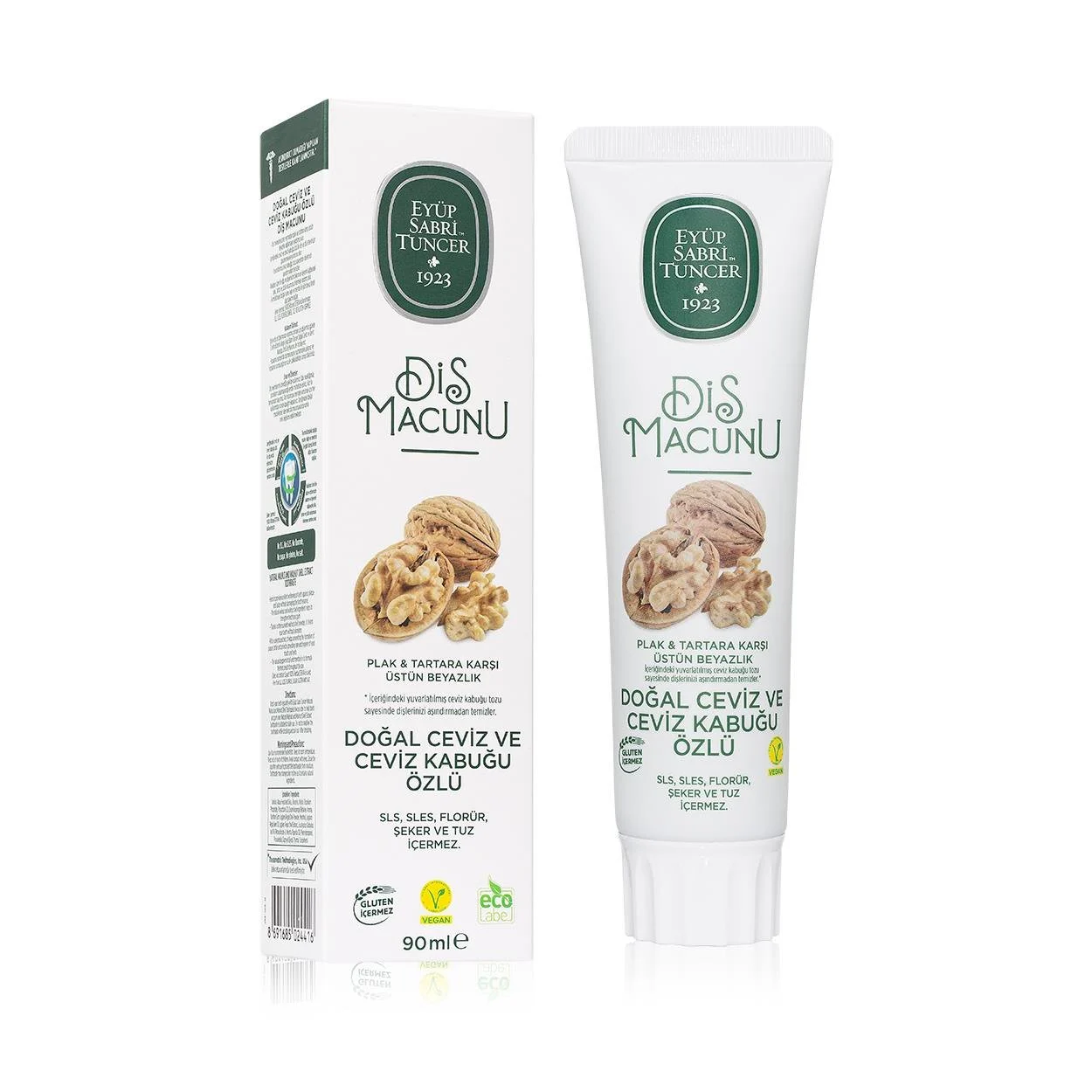 خمیر دندان ایوب صبری Eyüp Sabri عصاره گردو ضد پلاک و زردی دندان حجم 90 میل